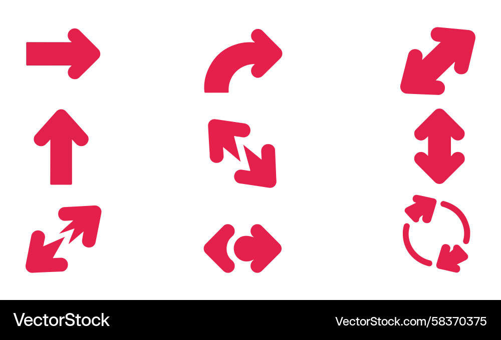 Red Curve Arrow Icon Set Vector Image