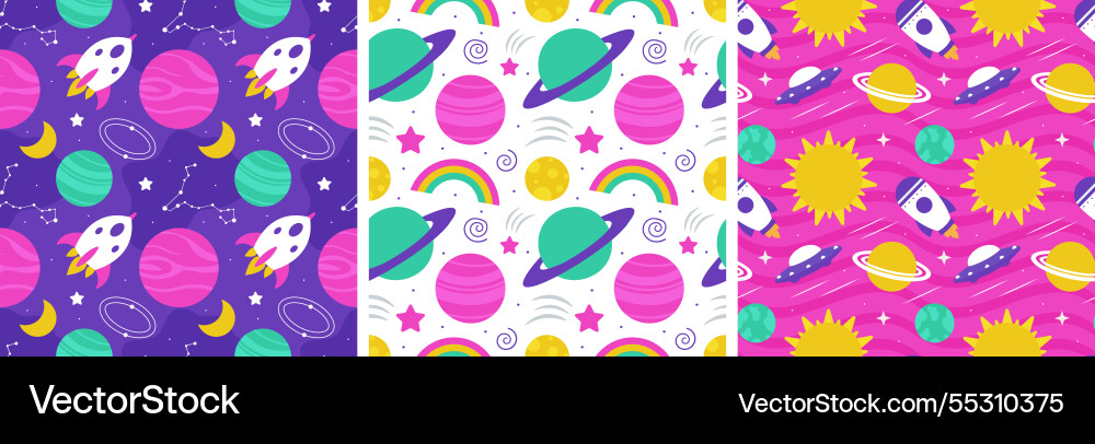 Seamless pattern of outer space exploration Seamless pattern of outer space exploration vector image