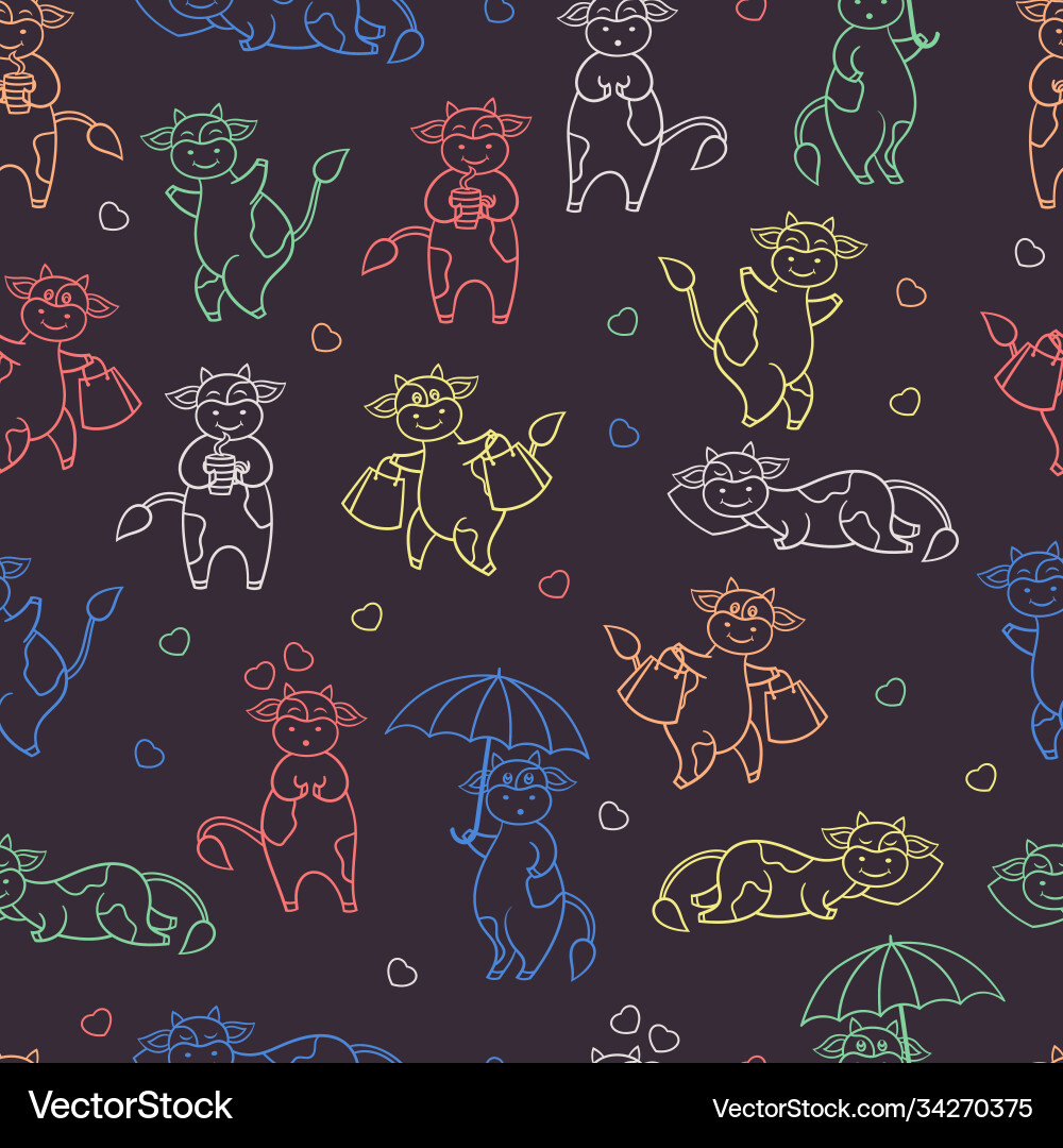 Seamless pattern with multi-colored contours Vector Image