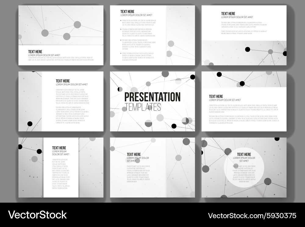 Set of 9 templates for presentation slides vector image
