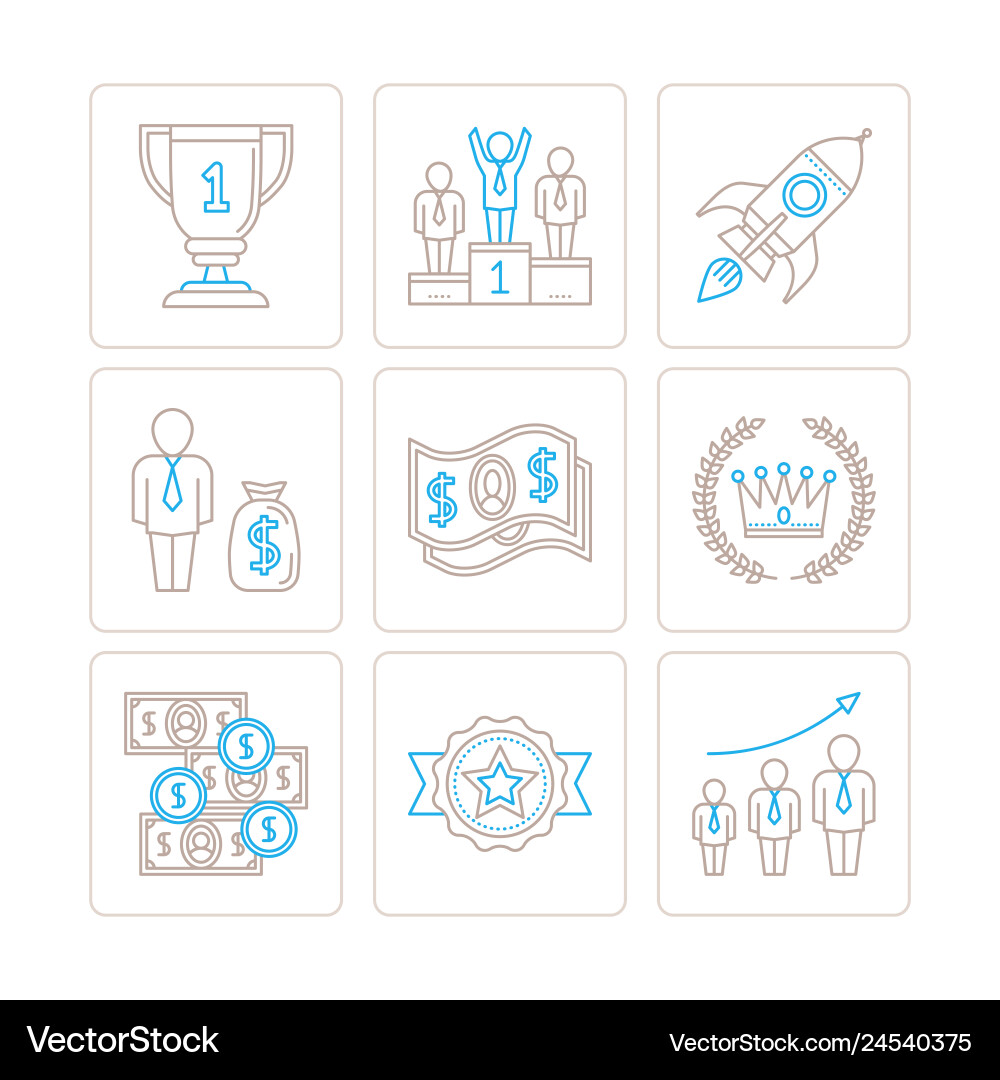 Set of business icons and concepts in mono thin Set of business icons and concepts in mono thin vector image