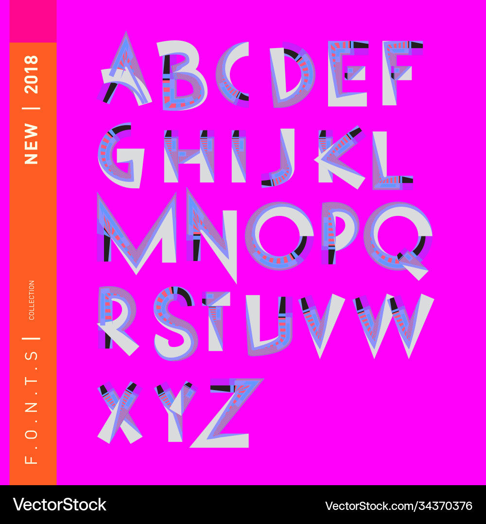 Abstract colorful font and alphabet Vector Image
