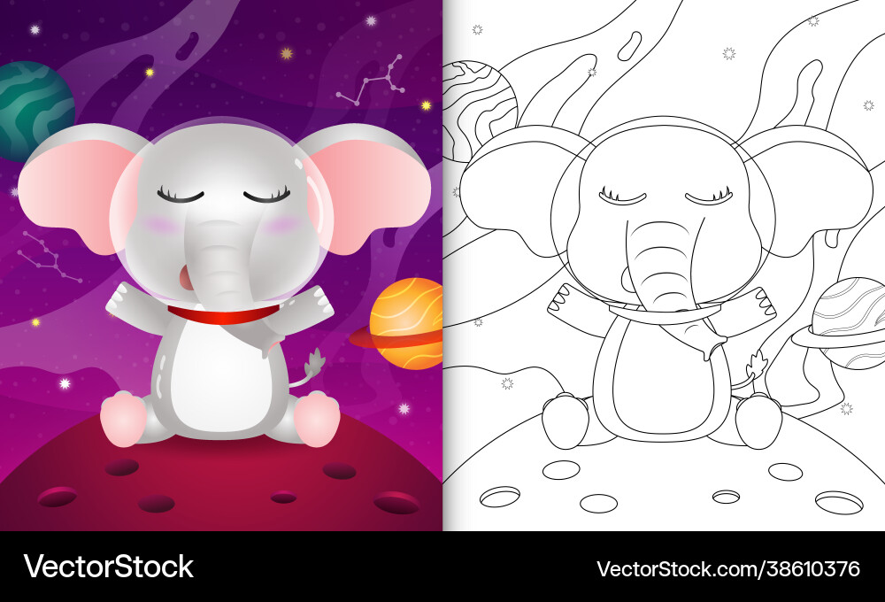 Coloring book for kids with a cute elephant Coloring book for kids with a cute elephant vector image