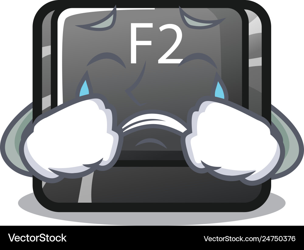 Crying button f2 isolated with character Crying button f2 isolated with character vector image