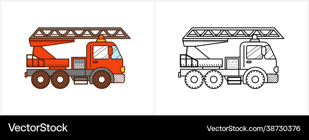 Firetruck car coloring book for kids fire truck Firetruck car coloring book for kids fire truck vector image