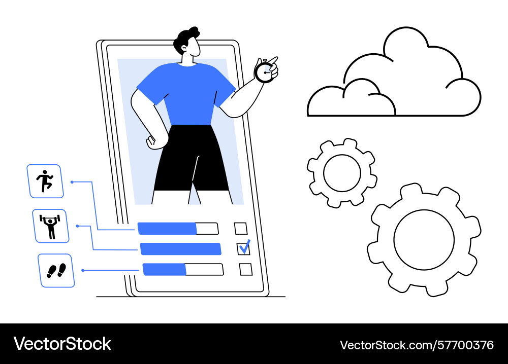 Fitness tracker app with activity metrics Fitness tracker app with activity metrics Vector Image