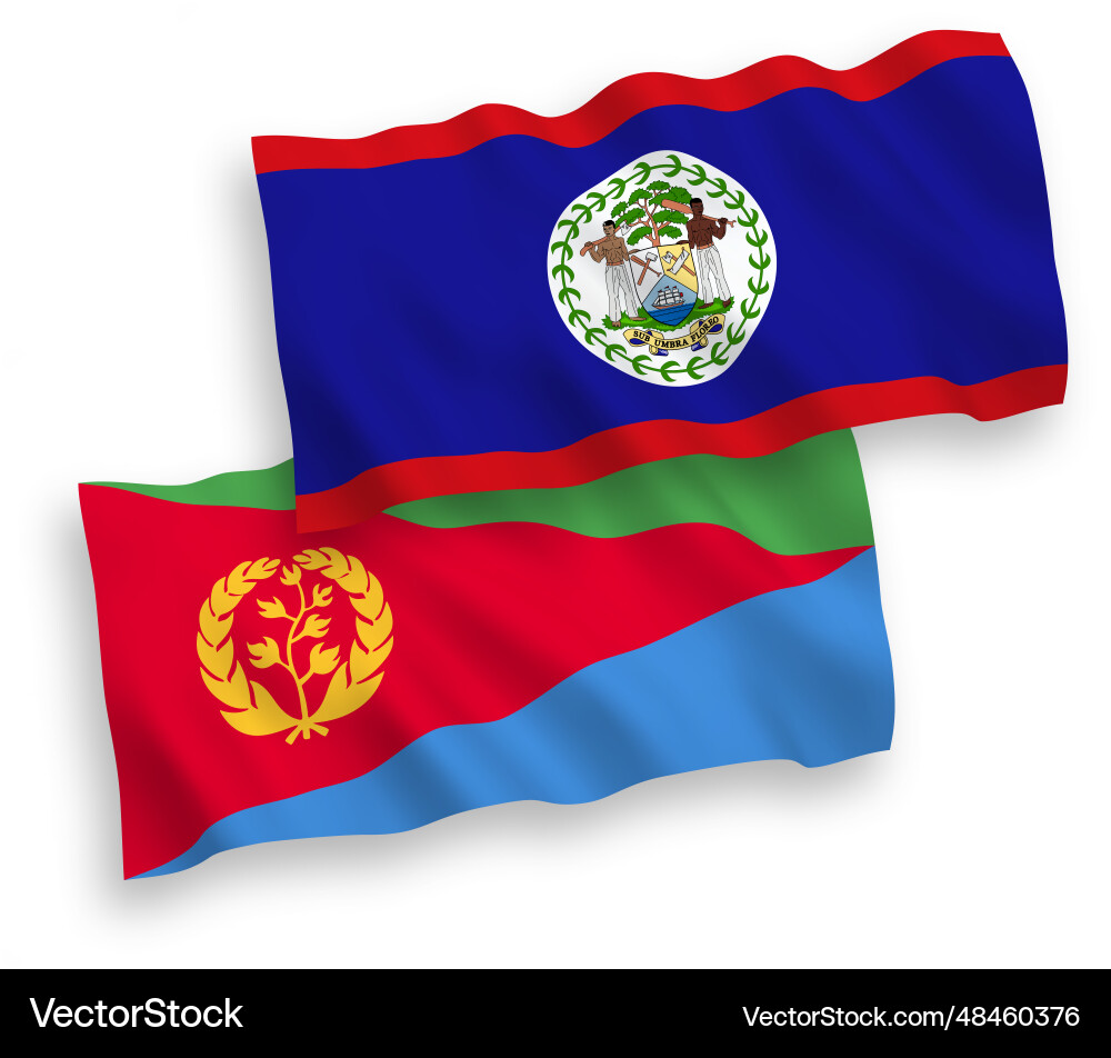 Flags of eritrea and belize on a white background Vector Image