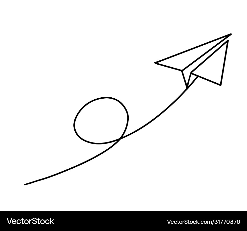 Flight a paper plane with one continuous line vector image