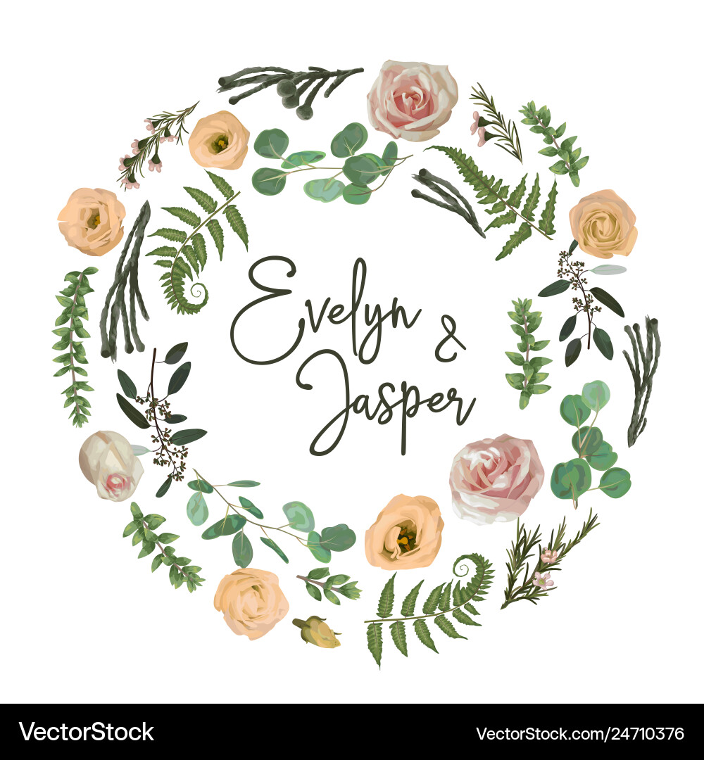 Greenery selection design round invitation frame Greenery selection design round invitation frame vector image