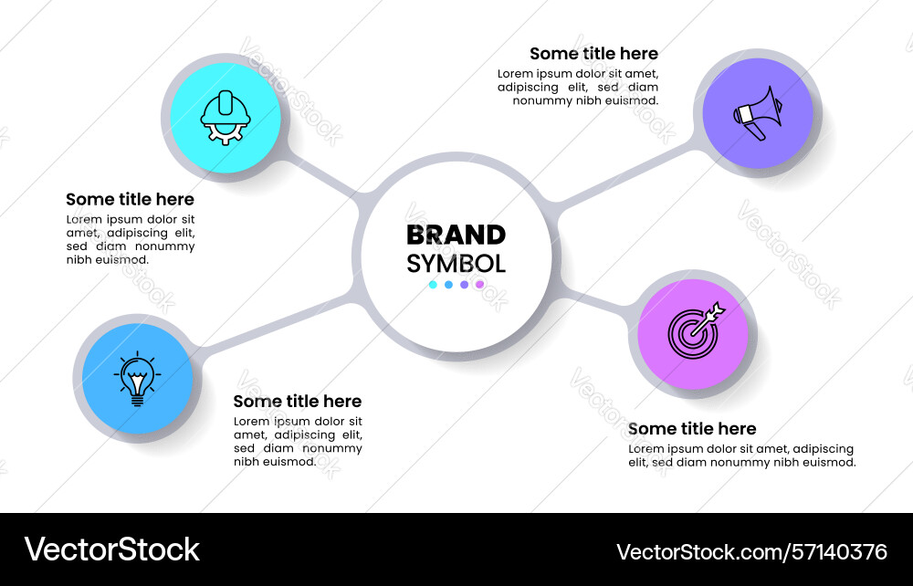 Infographic template 4 linked circles with icons Infographic template 4 linked circles with icons vector image