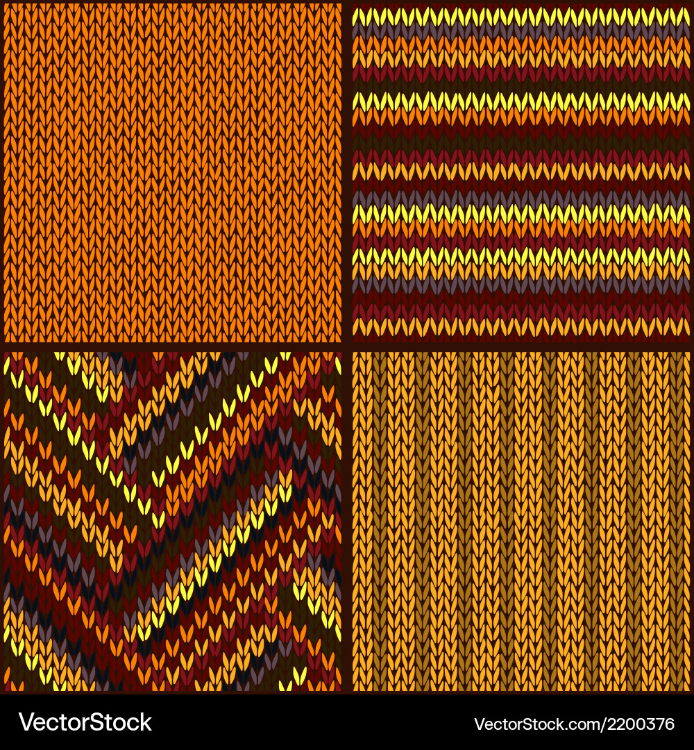 Knitted Seamless Pattern Set Vector Image