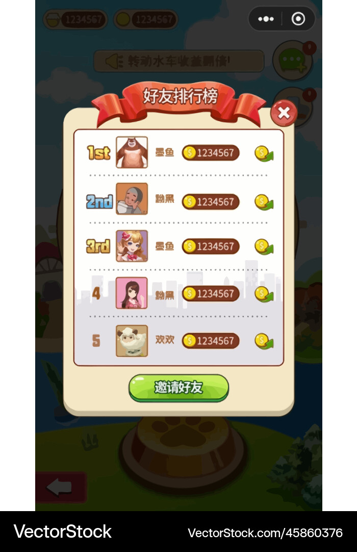 Komplettes Set von Level-Taste Spiel ui Pop-up-Symbol Vektorbild