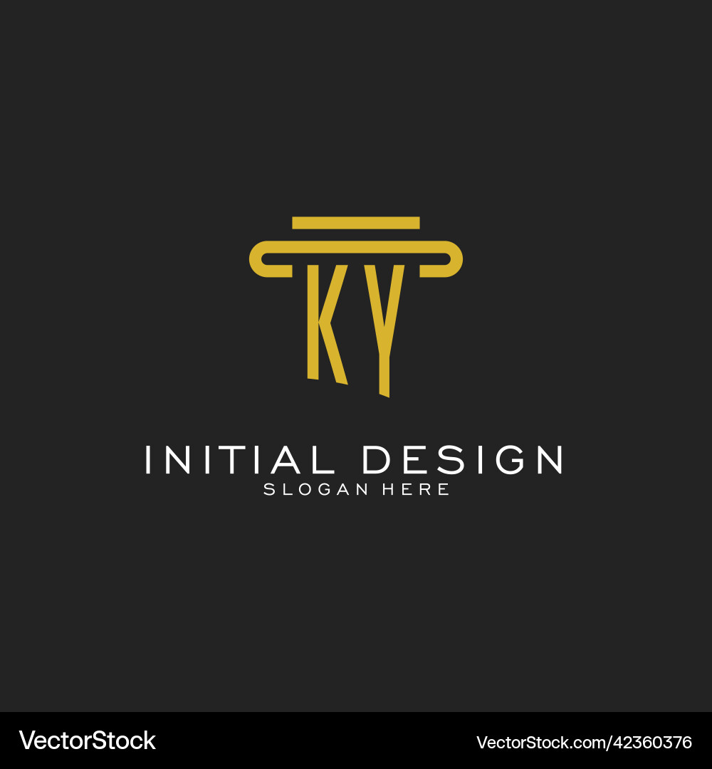 Ky initial logo with simple pillar style design Vector Image