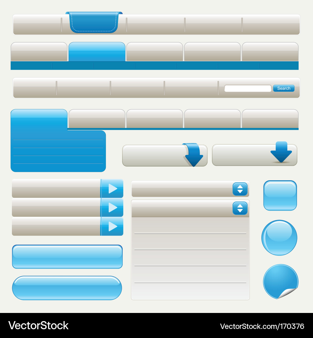 Modern Website UI Elements - Blue vector image