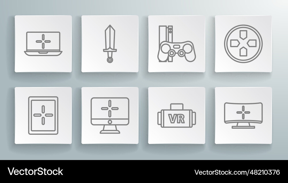 Set line tablet sword for game computer monitor Set line tablet sword for game computer monitor vector image