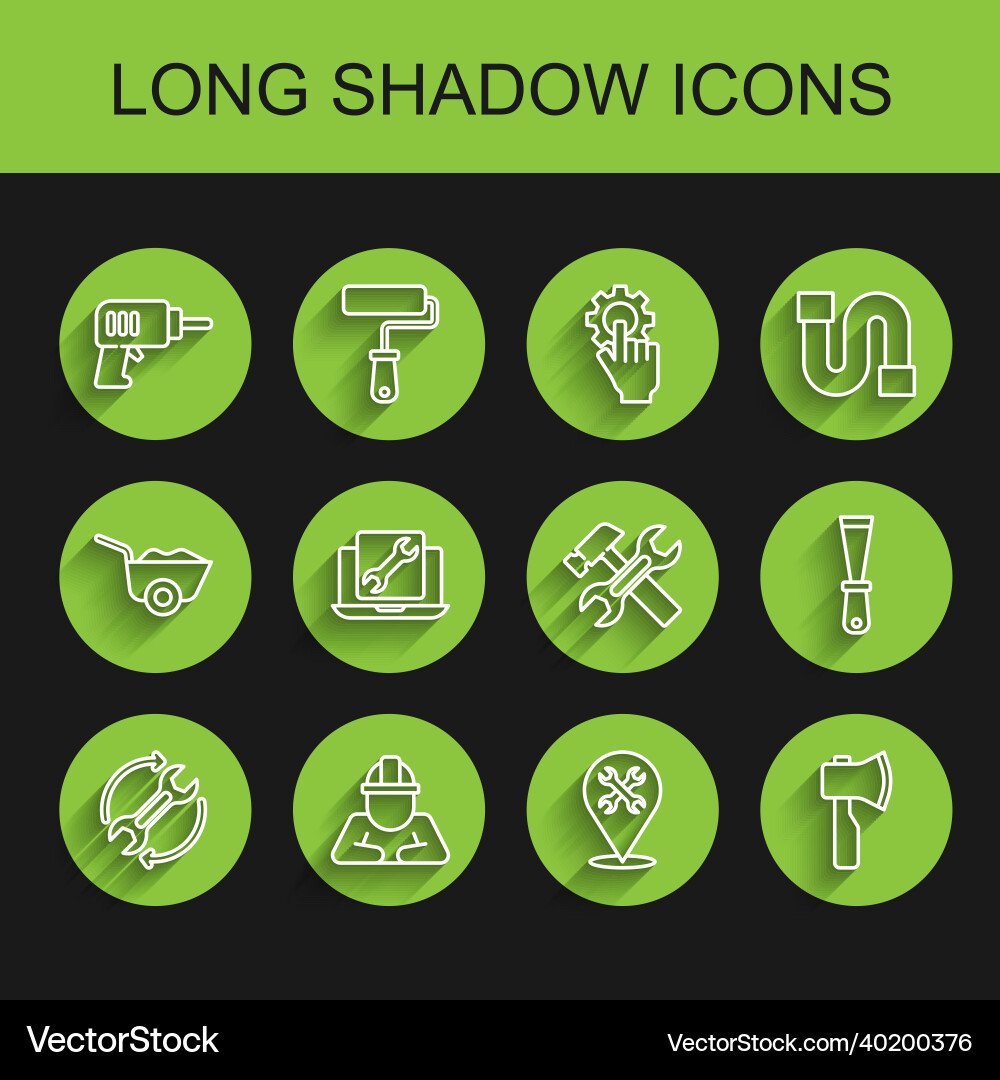 Set line wrench and arrows as workflow builder Set line wrench and arrows as workflow builder Vector Image