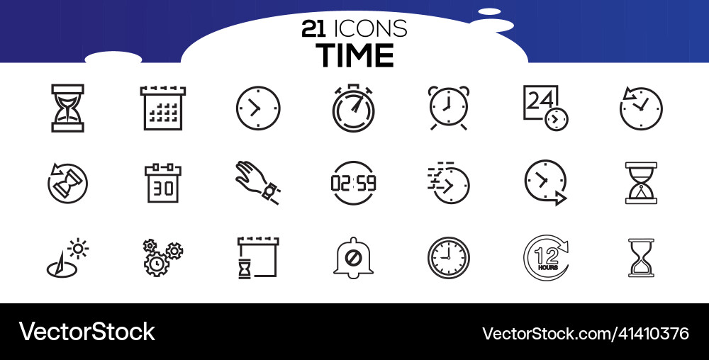 Simple set of time related line icons vector image