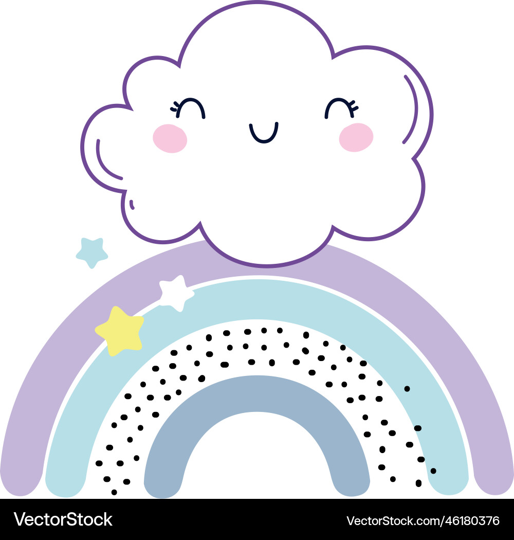 Smiling Cloud with Rainbow Royalty Free Vector Image