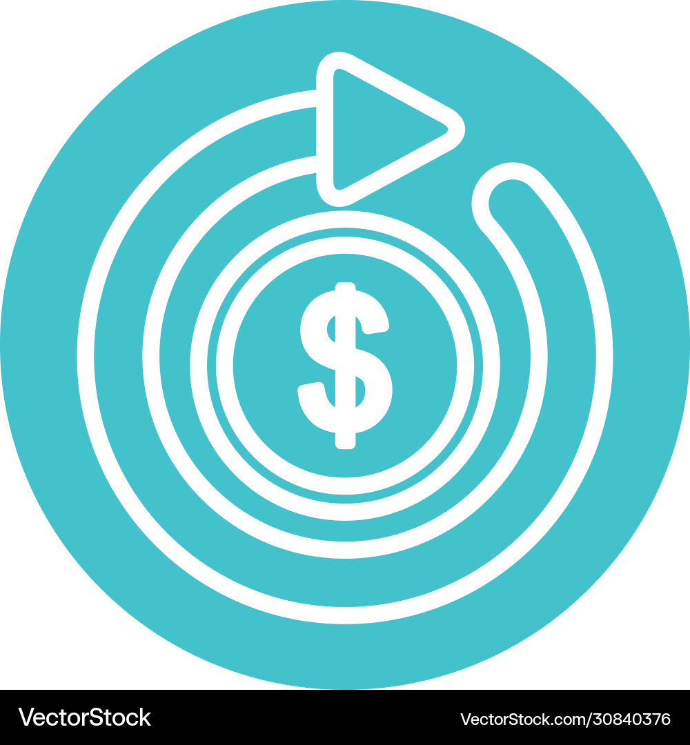 Sync arrow with money coin icon block line style Sync arrow with money coin icon block line style vector image