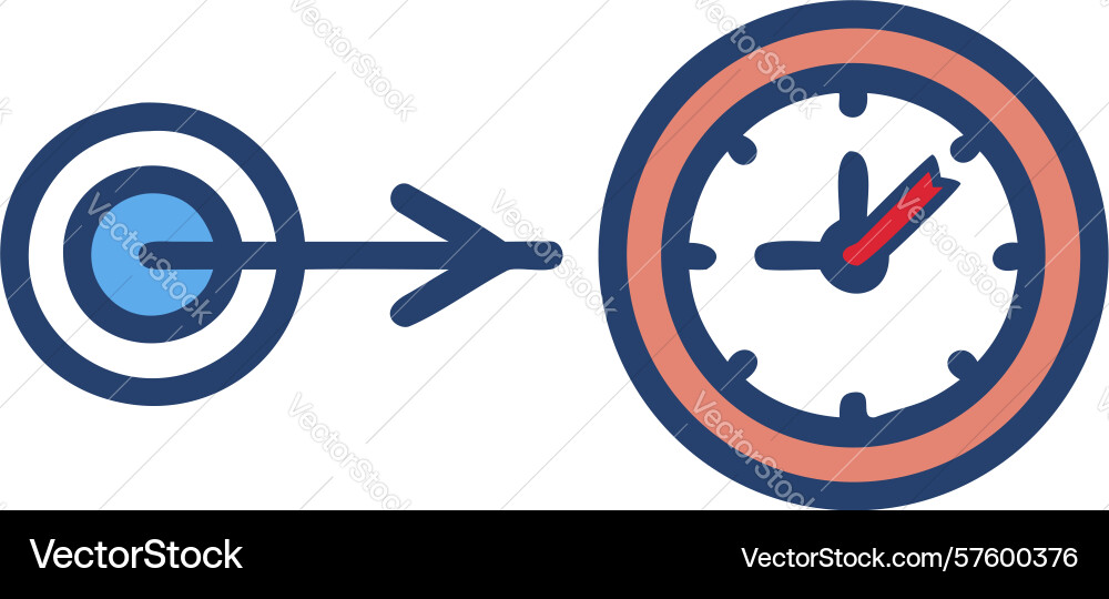 Target time clock within a bullseye icon vector image