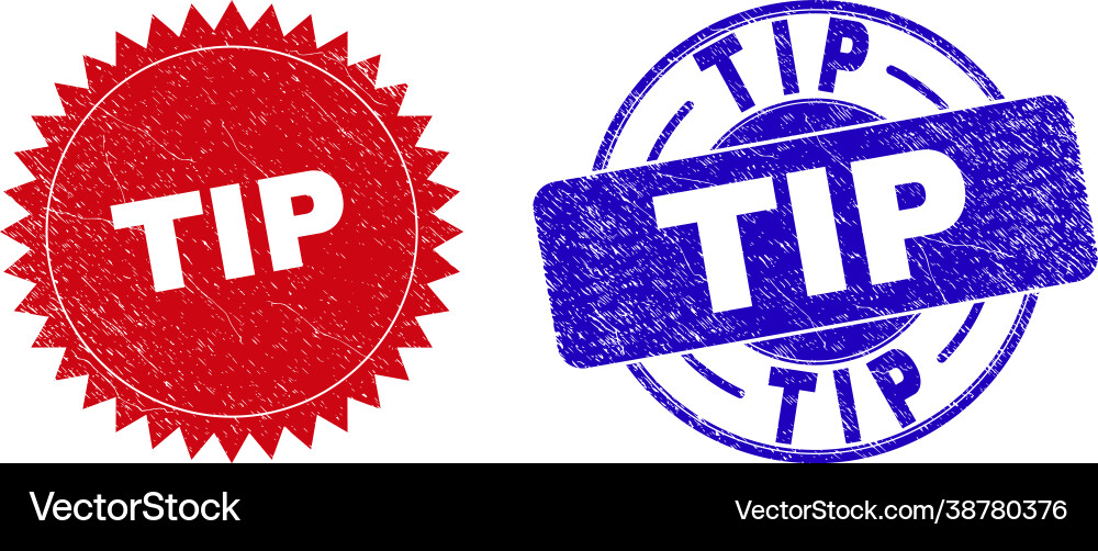 Tip round and rosette seals with scratched texture Vector Image