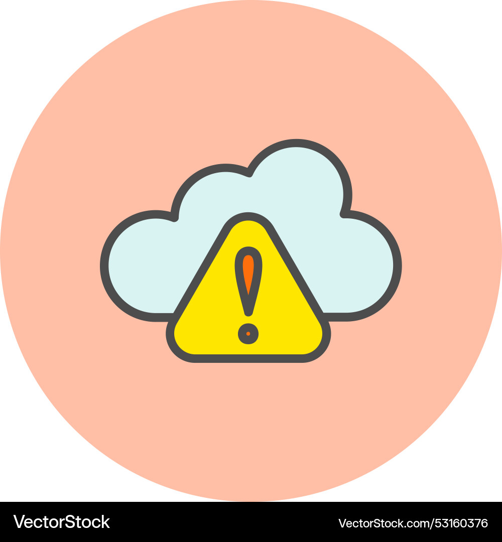 Warning cloud computing line filled circle icon vector image