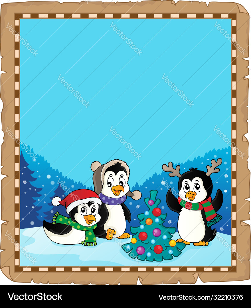Weihnachtspinguine thematische Pergament 5 Weihnachtspinguine thematische Pergament 5 vektorbild