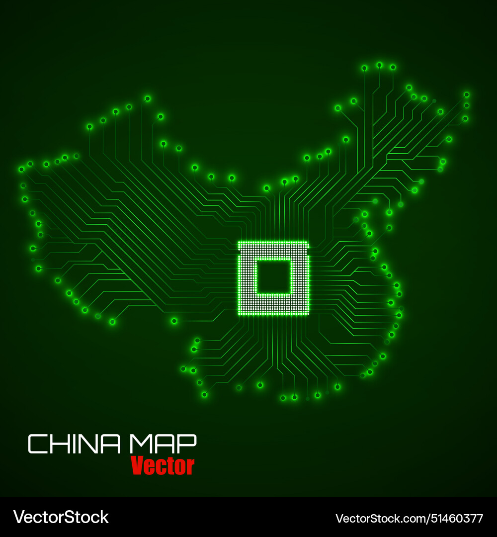Abstract china map with cpu circuit board Abstract china map with cpu circuit board Vector Image