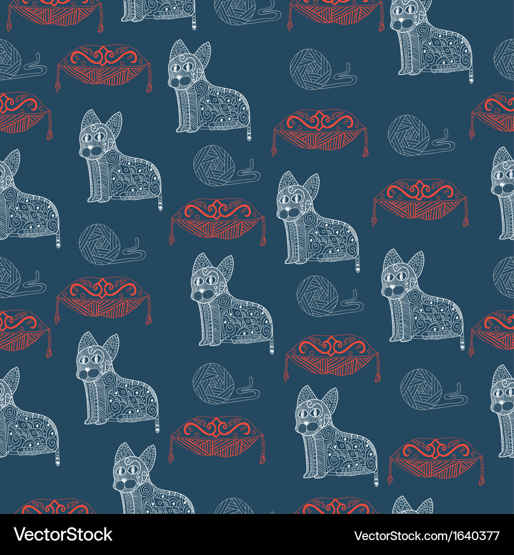 Abstract seamless pattern with cats vector image