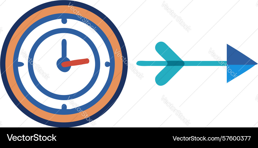 Achieving time goals target with clock vector image
