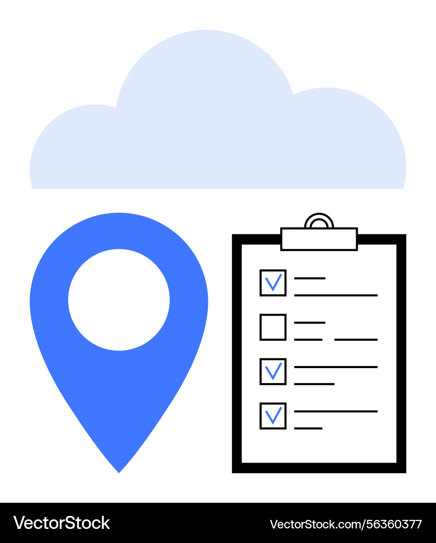 Cloud-based checklist and pinpoint location Cloud-based checklist and pinpoint location vector image