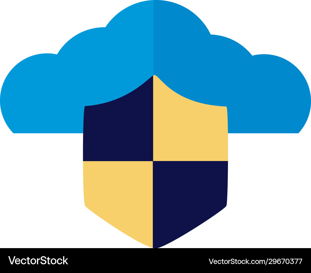 Cloud computing with shield flat style Cloud computing with shield flat style vector image
