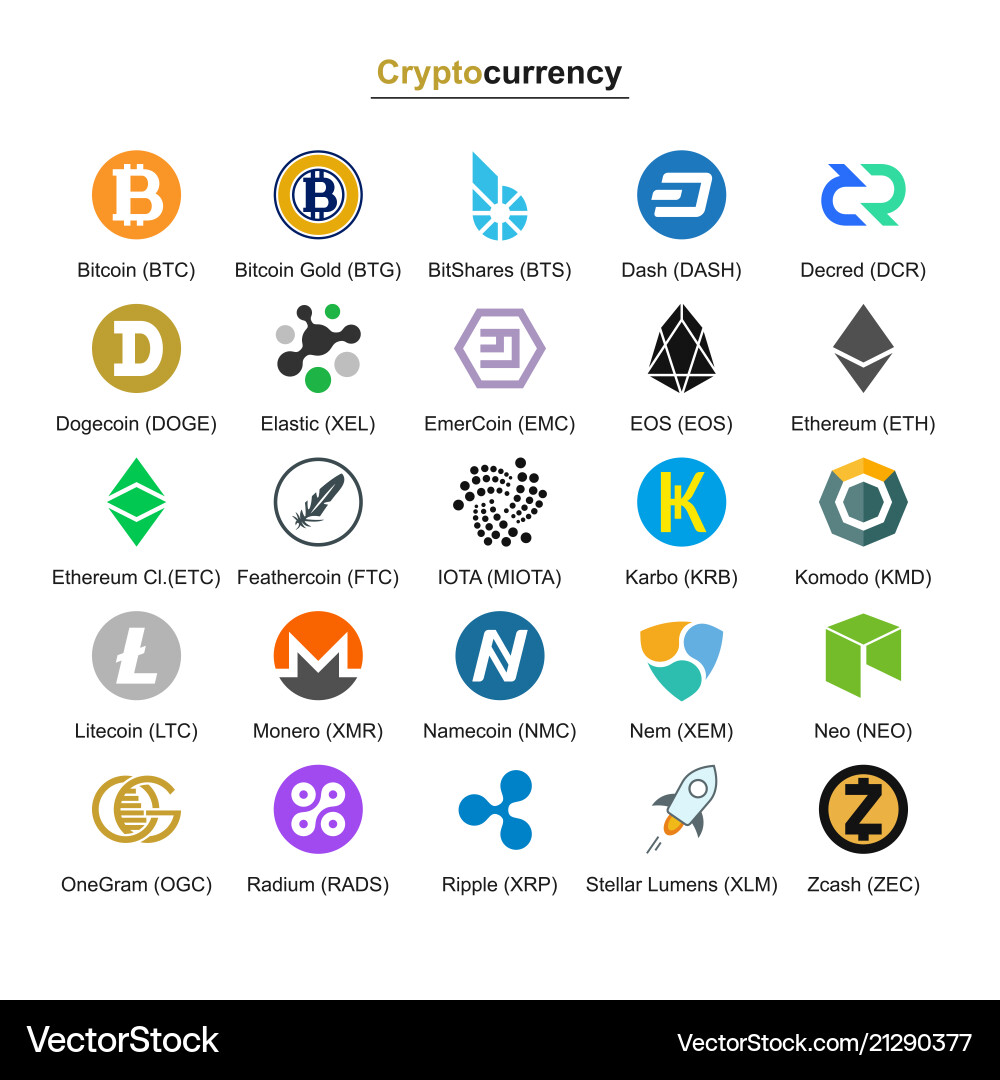 Cryptocurrency badges – Royalty-Free Vector | VectorStock