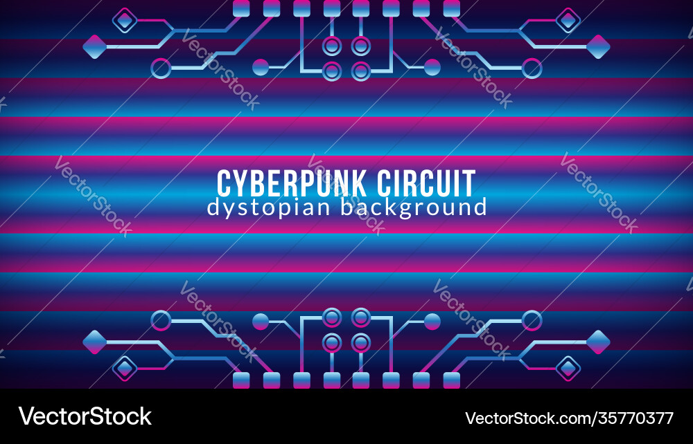 Cyberpunk circuit with gradient bar pattern Cyberpunk circuit with gradient bar pattern vector image