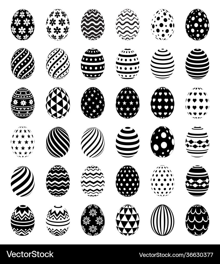 Easter Eggs with Patterns & Icons vector image