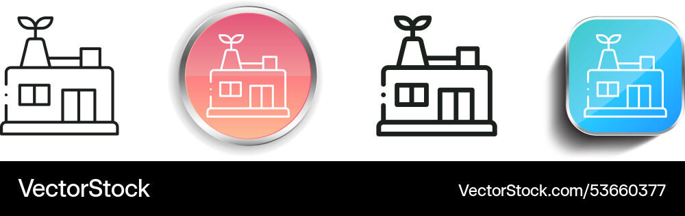 Eco factory icon thin linear regular and button Eco factory icon thin linear regular and button Vector Image