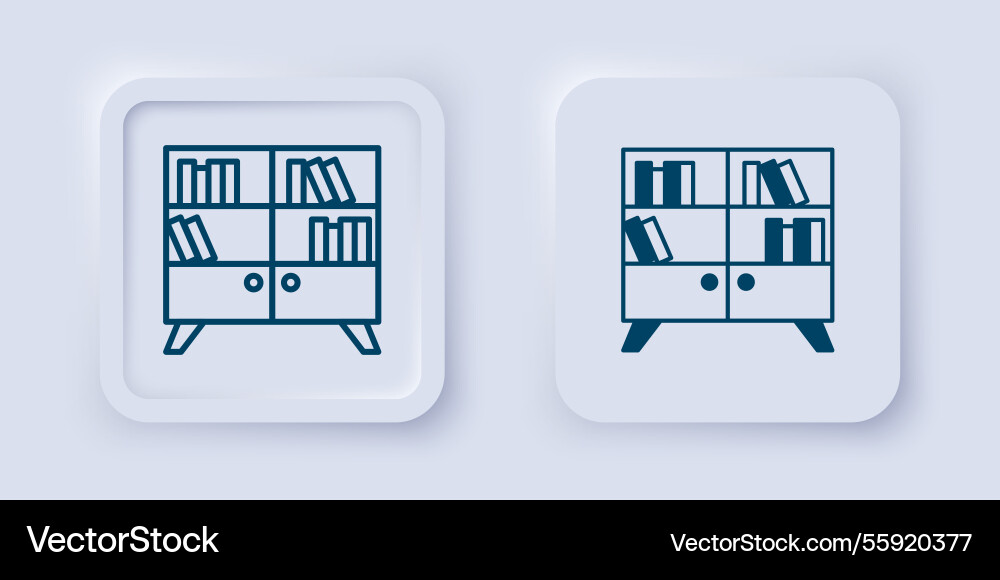 Filled and outline library bookshelf icon Filled and outline library bookshelf icon Vector Image
