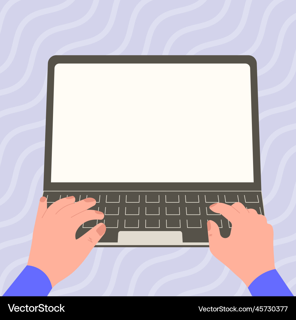 Hands typing text with keyboard laptop screen Hands typing text with keyboard laptop screen vector image
