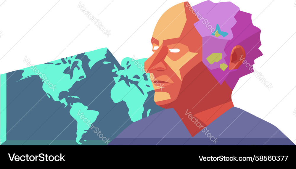 Human Mind with Globe & Brain Vector Image