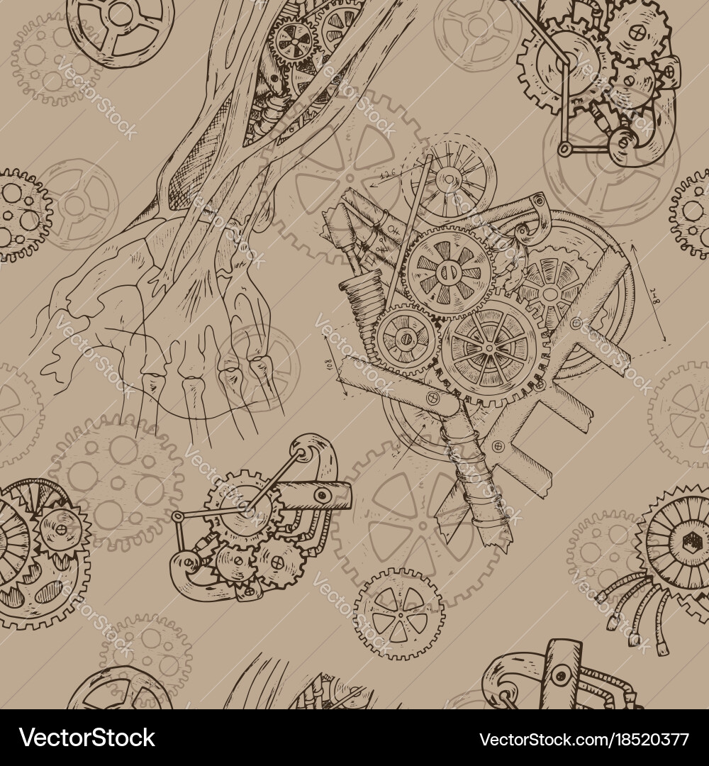 Mechanical Robot Gears Background vector image