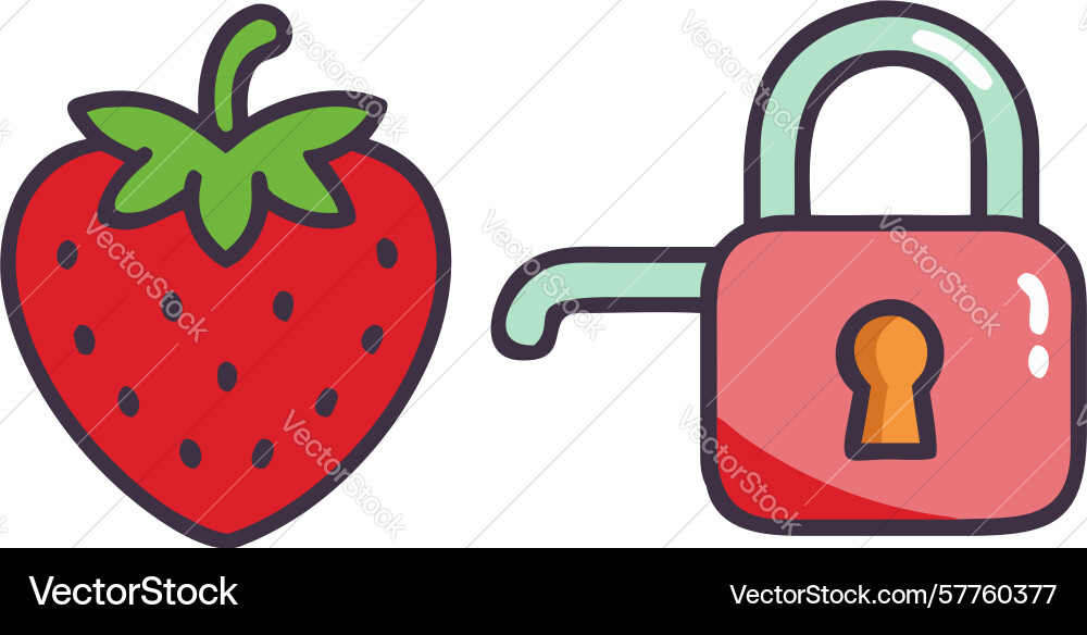 Padlock with strawberry icon design generative ai vector image