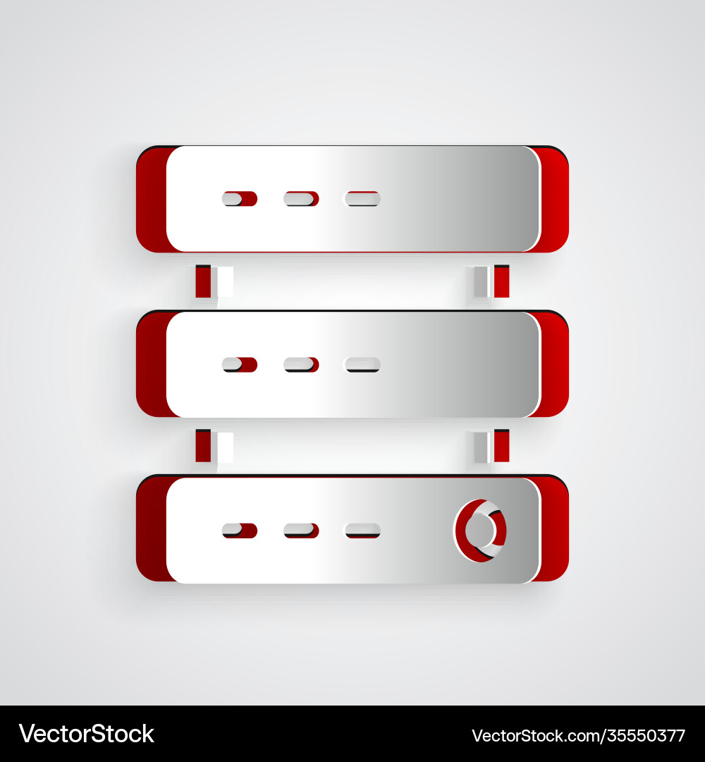 Paper cut server data web hosting icon isolated Paper cut server data web hosting icon isolated vector image