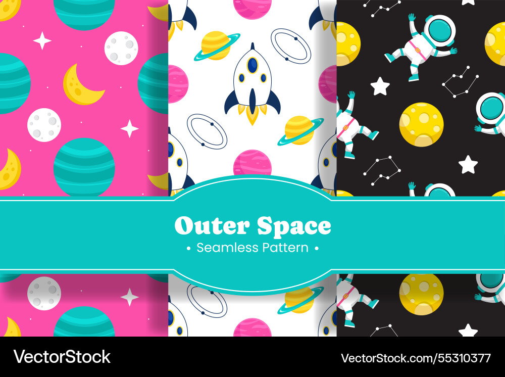 Seamless pattern of outer space exploration Seamless pattern of outer space exploration vector image