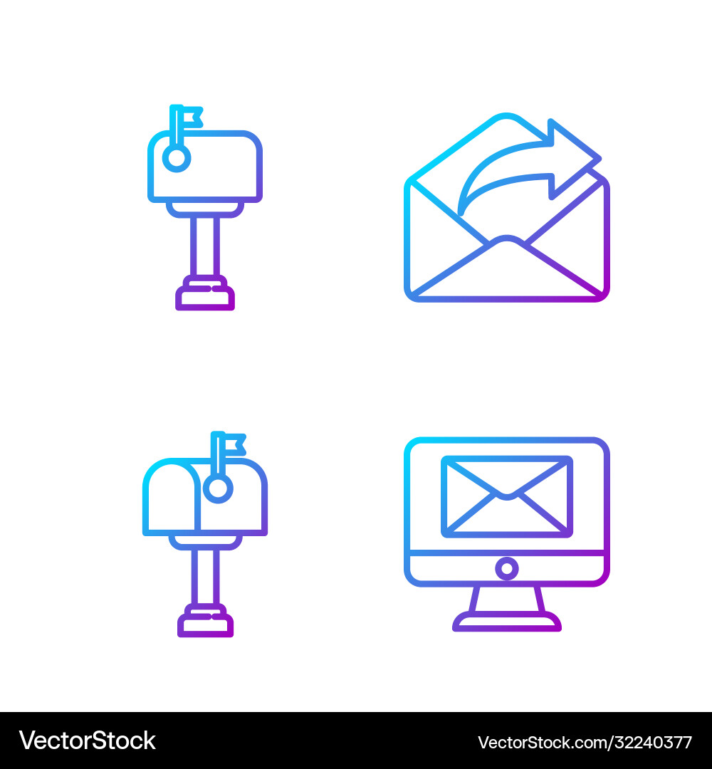 Set line monitor and envelope mail box vector image