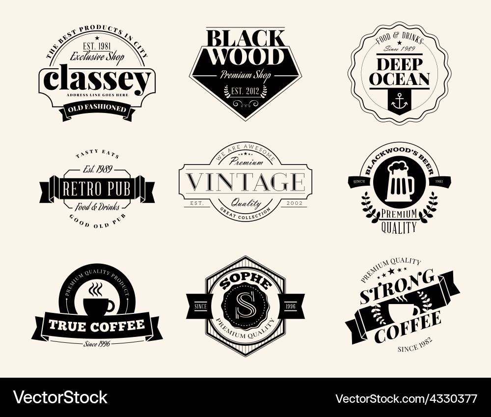 Set of retro vintage badges and logotypes design Vector Image