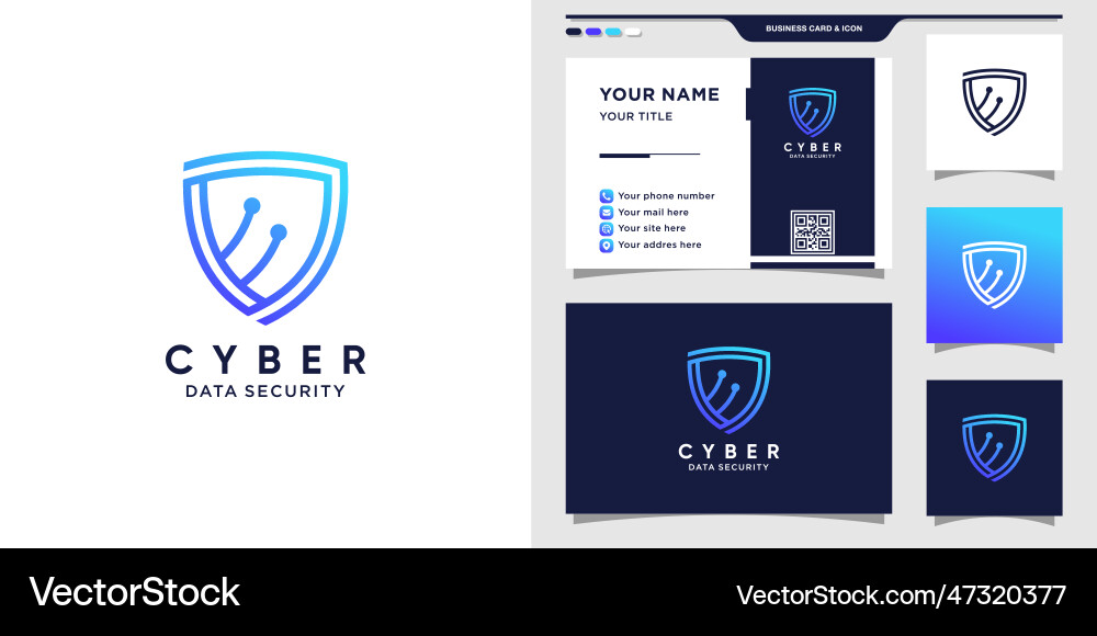 Shield logo template for security data cyber tech Shield logo template for security data cyber tech vector image