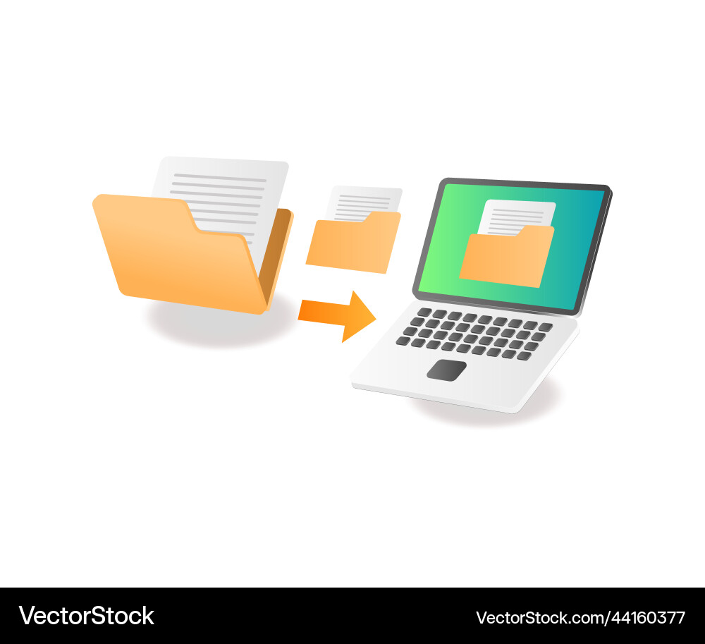 Transfer data folder with computer Transfer data folder with computer vector image