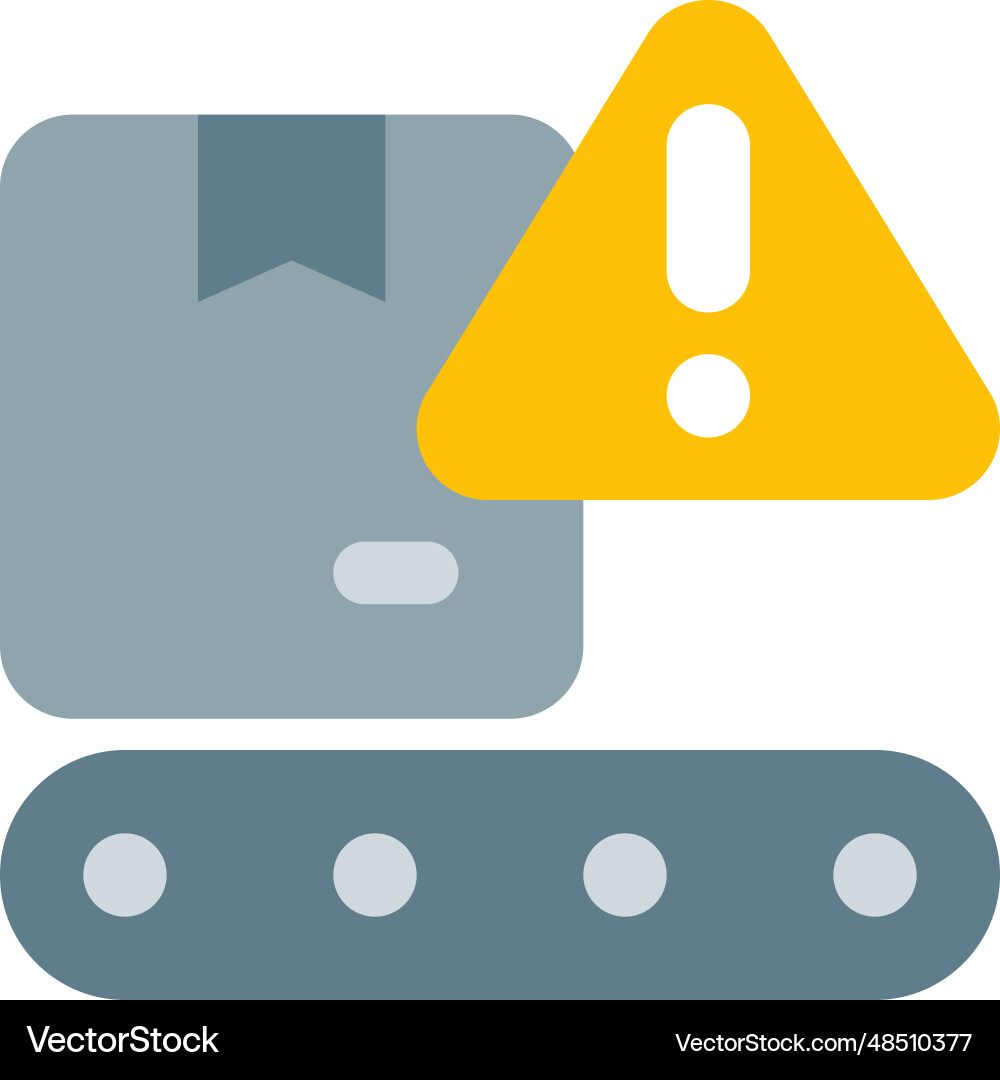 Warning indication in conveyor machine vector image
