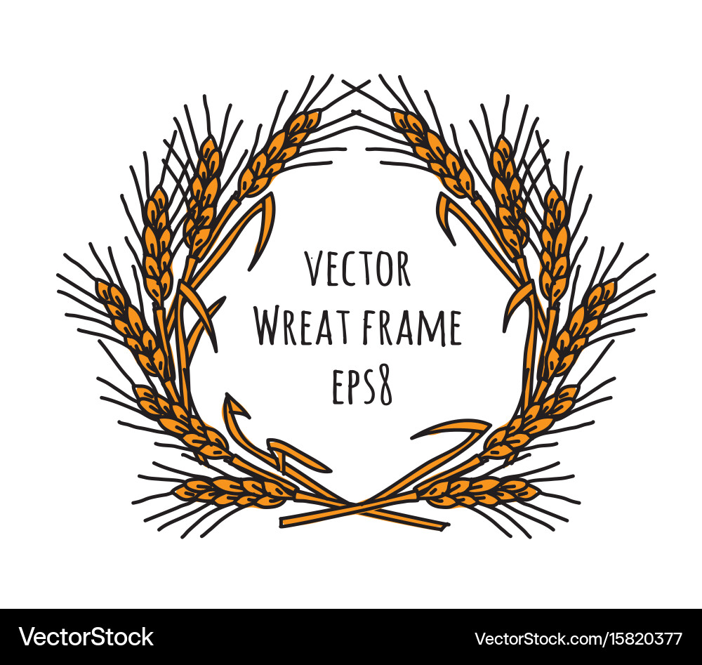 Wheat rye frame wreath isolate object vector image