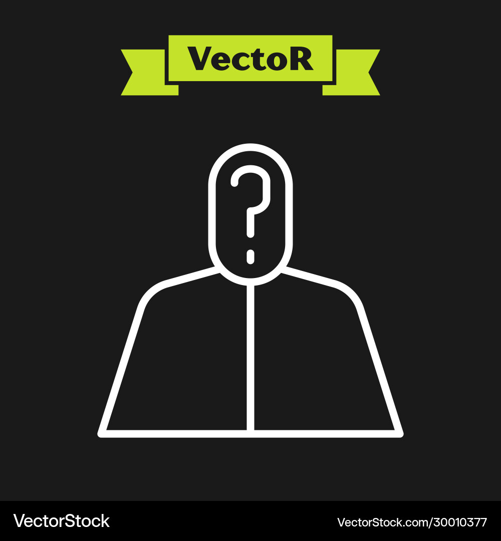 White line anonymous man with question mark icon vector image